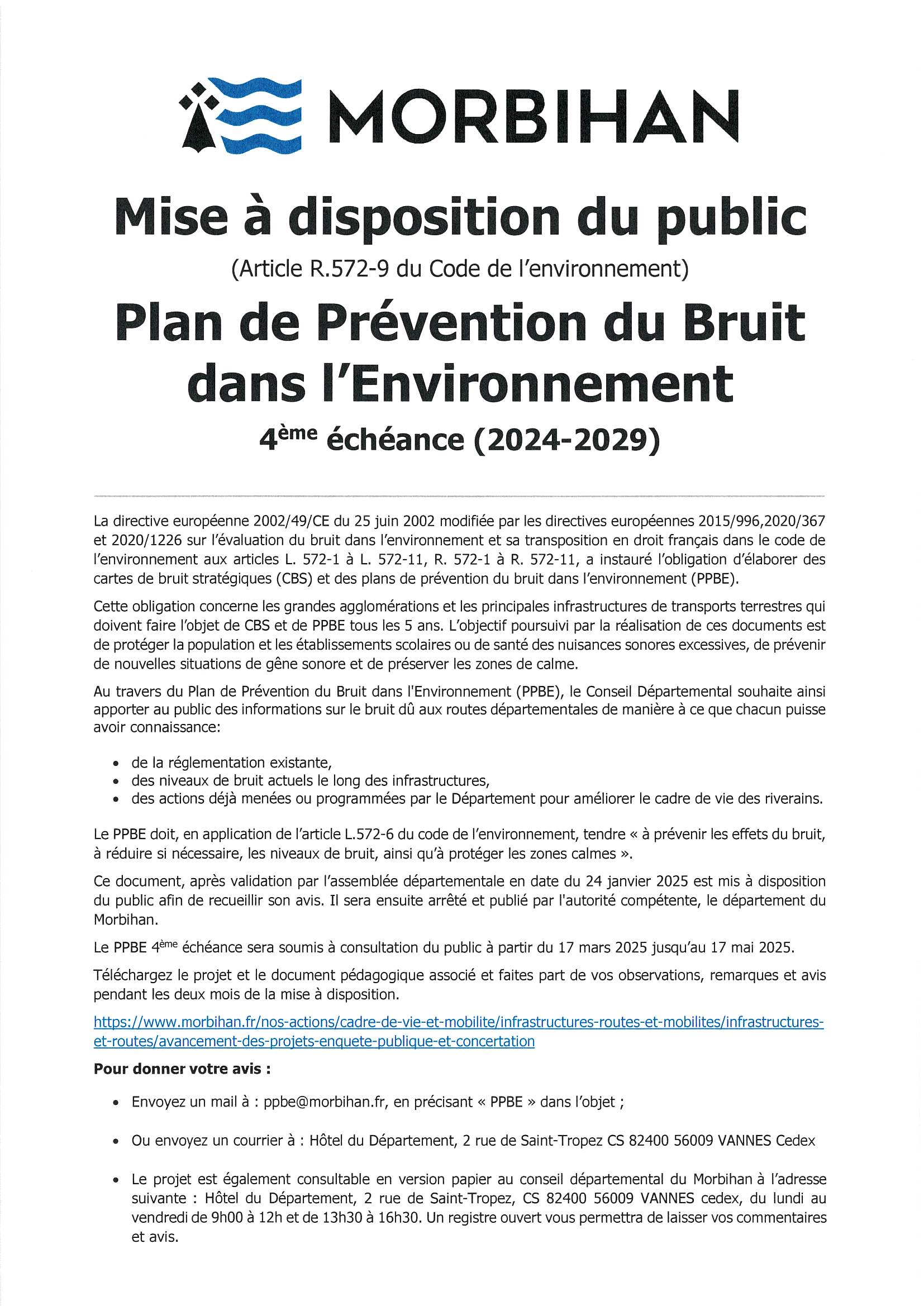 Plan de prévention du bruit dans l'environnement